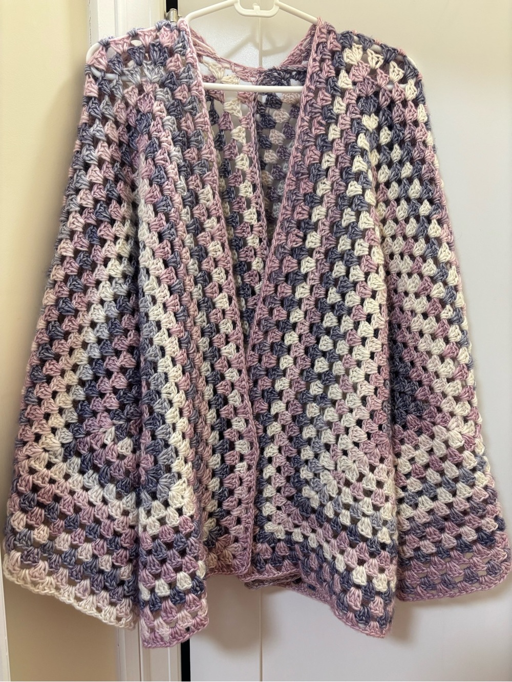 Cotton Handmade Open-Front Crochet Cardigan in Pink, One Size (S-XL), 60% cotton